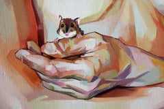 "Serenity in the Left Hand" by Ale Casanova, Original Painting, Nude Portrait