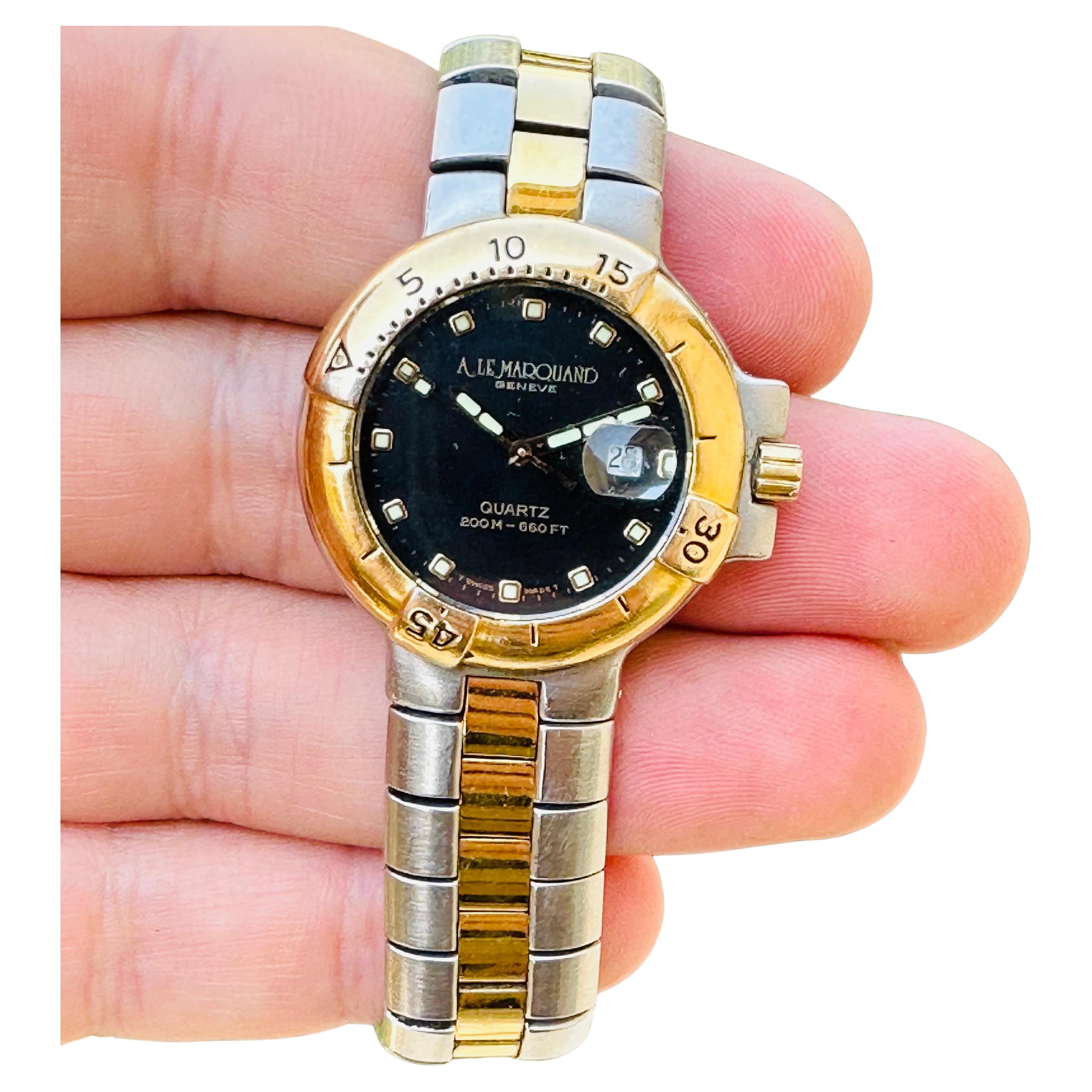 ALE MARQUAND Andre Le Marquand Black Dial Gold Plated Stainless-steel Watch For Sale