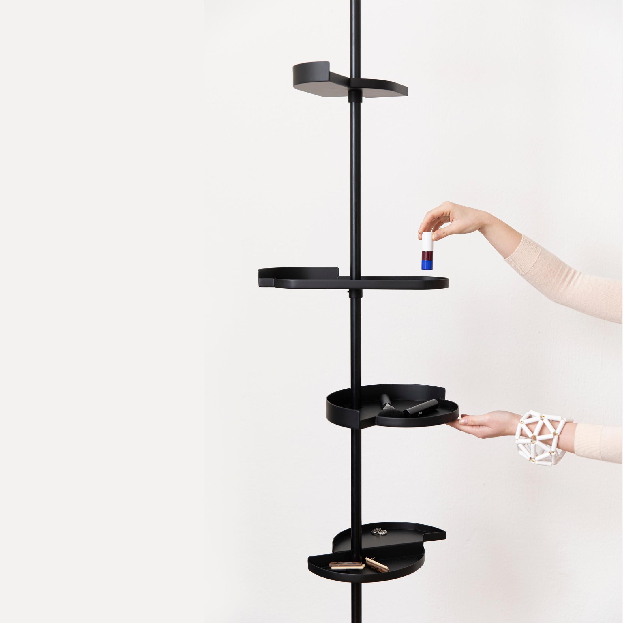 italien Alea - Étagère télescopique contemporaine minimaliste en métal noir - Édition limitée en vente