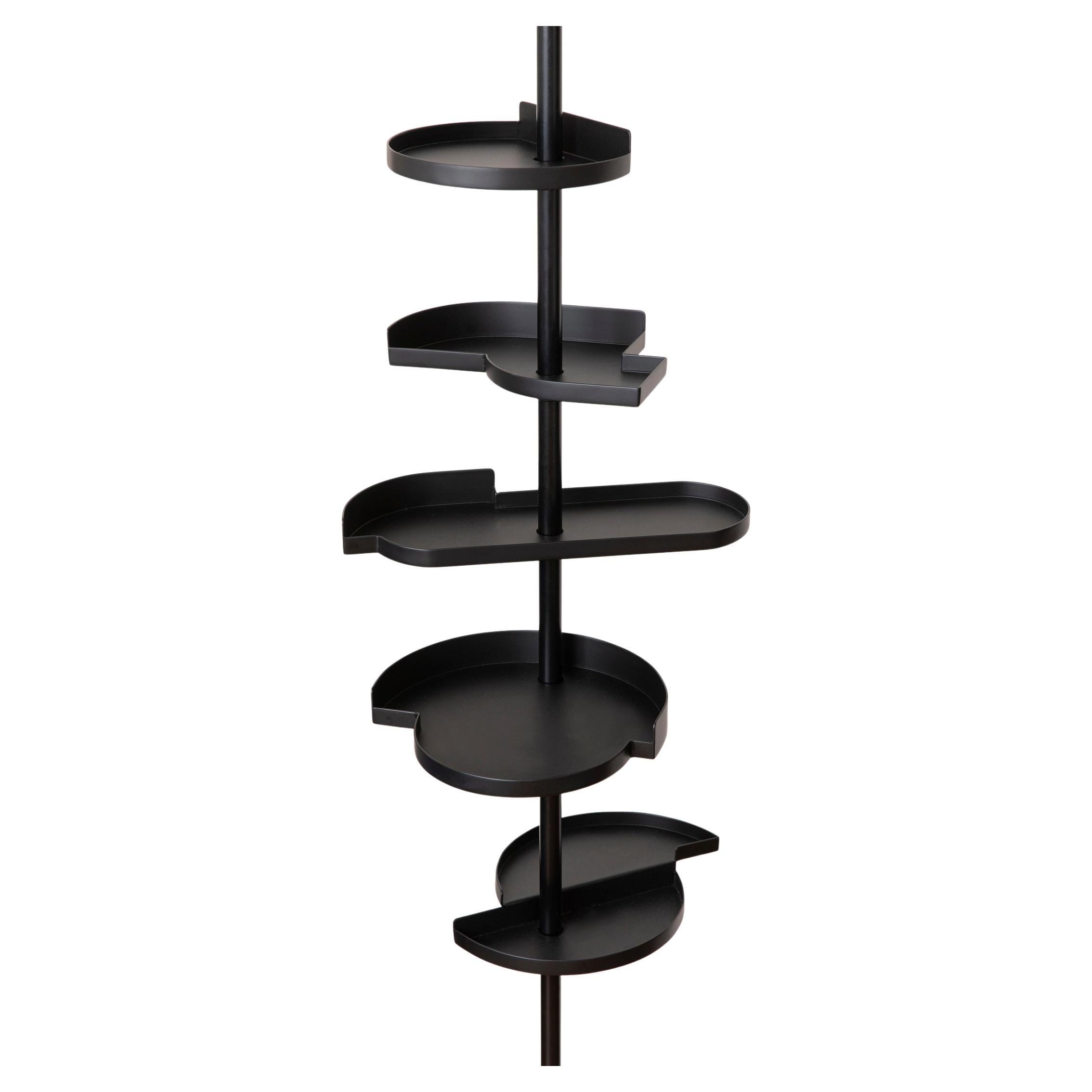 Alea - Étagère télescopique contemporaine minimaliste en métal noir - Édition limitée en vente