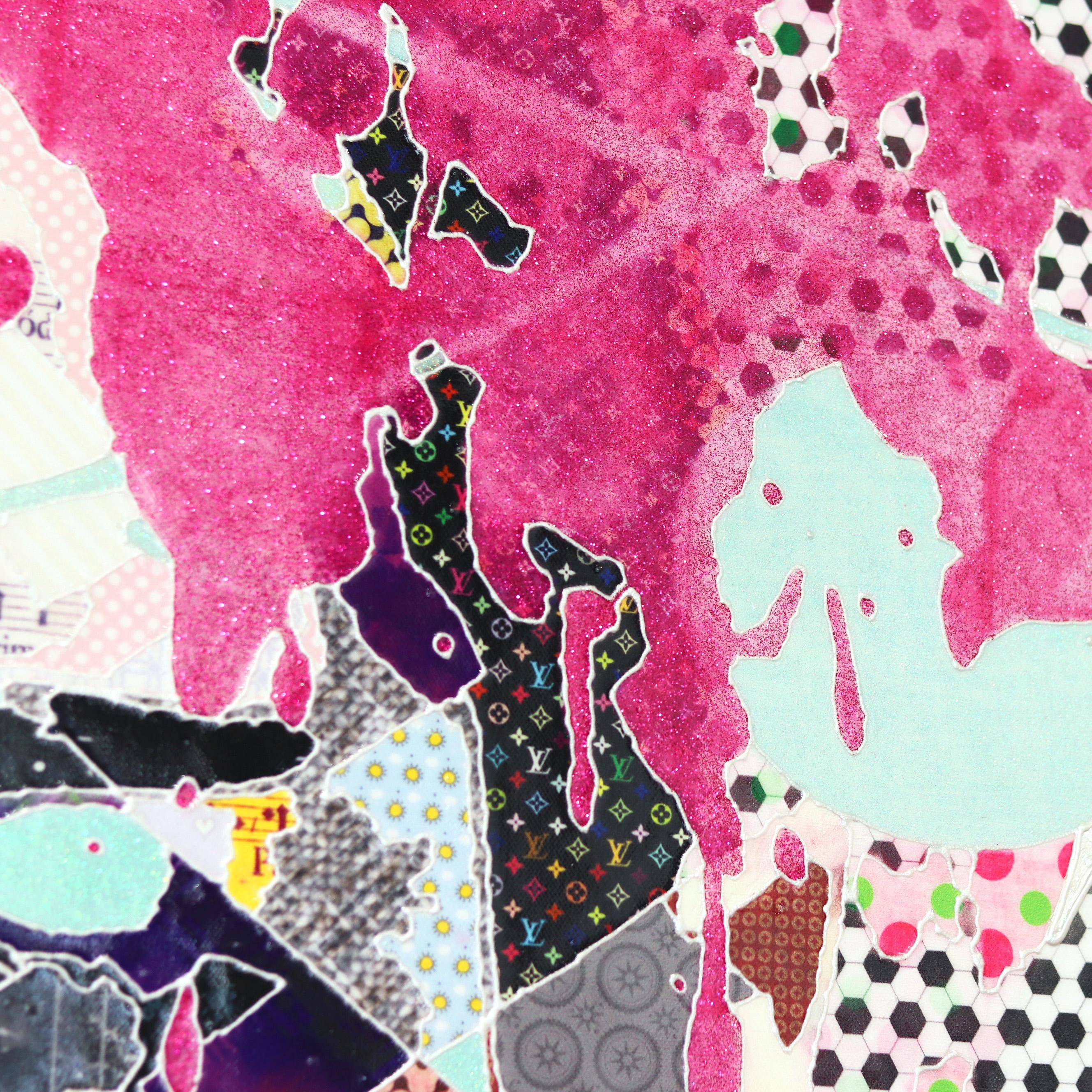 Audrey -  Collage Retrato Figurativo Pop Art Colorido en venta 3