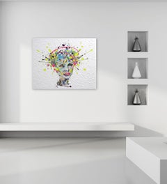 Blondie - Textural Blanco Colorido Retrato Obra de Arte Original por Alea Pinar Du Pre