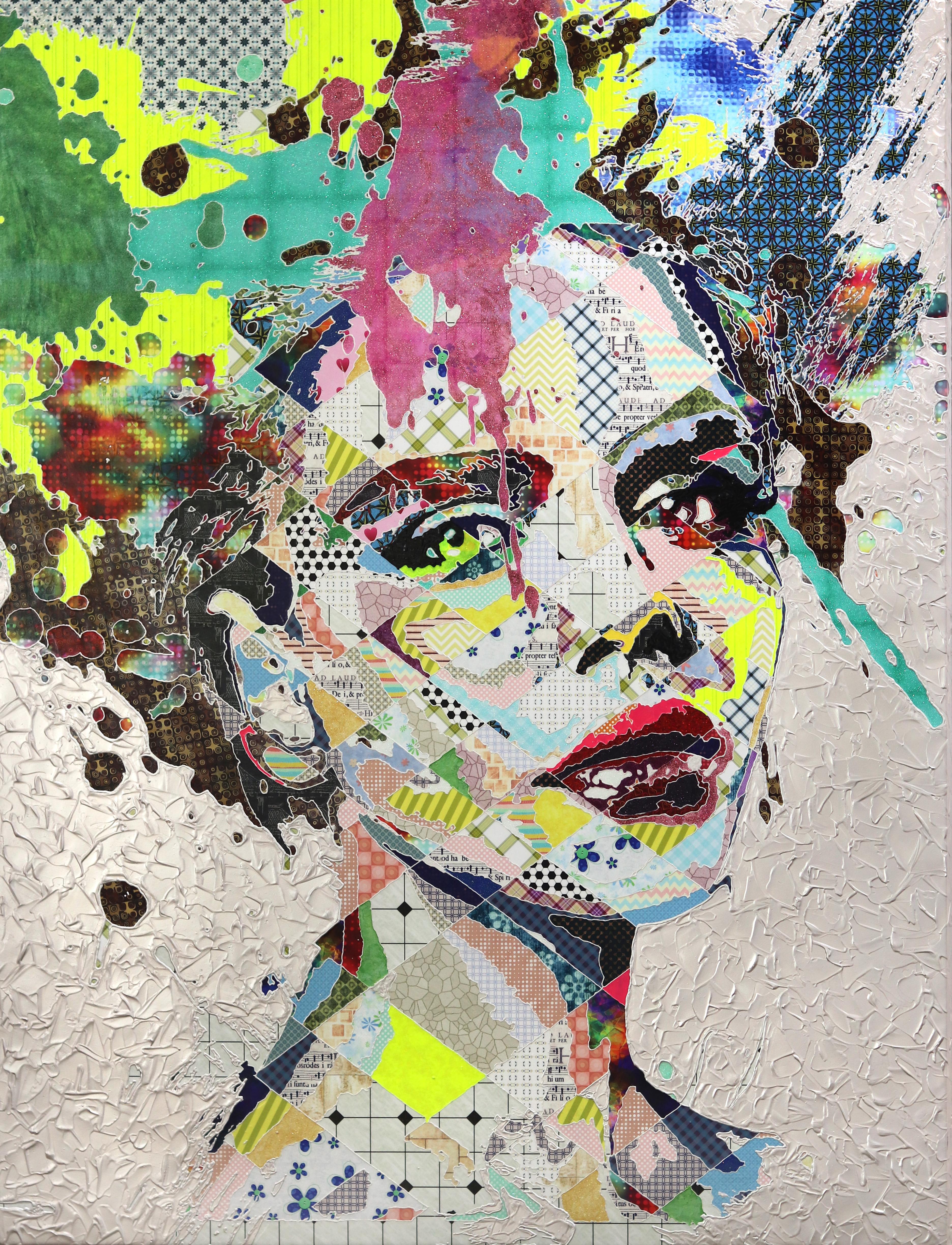 Alea Pinar Du Pre Figurative Painting - Bobby - Large Scale Colorful Original Pop Art Textured Portrait Artwork