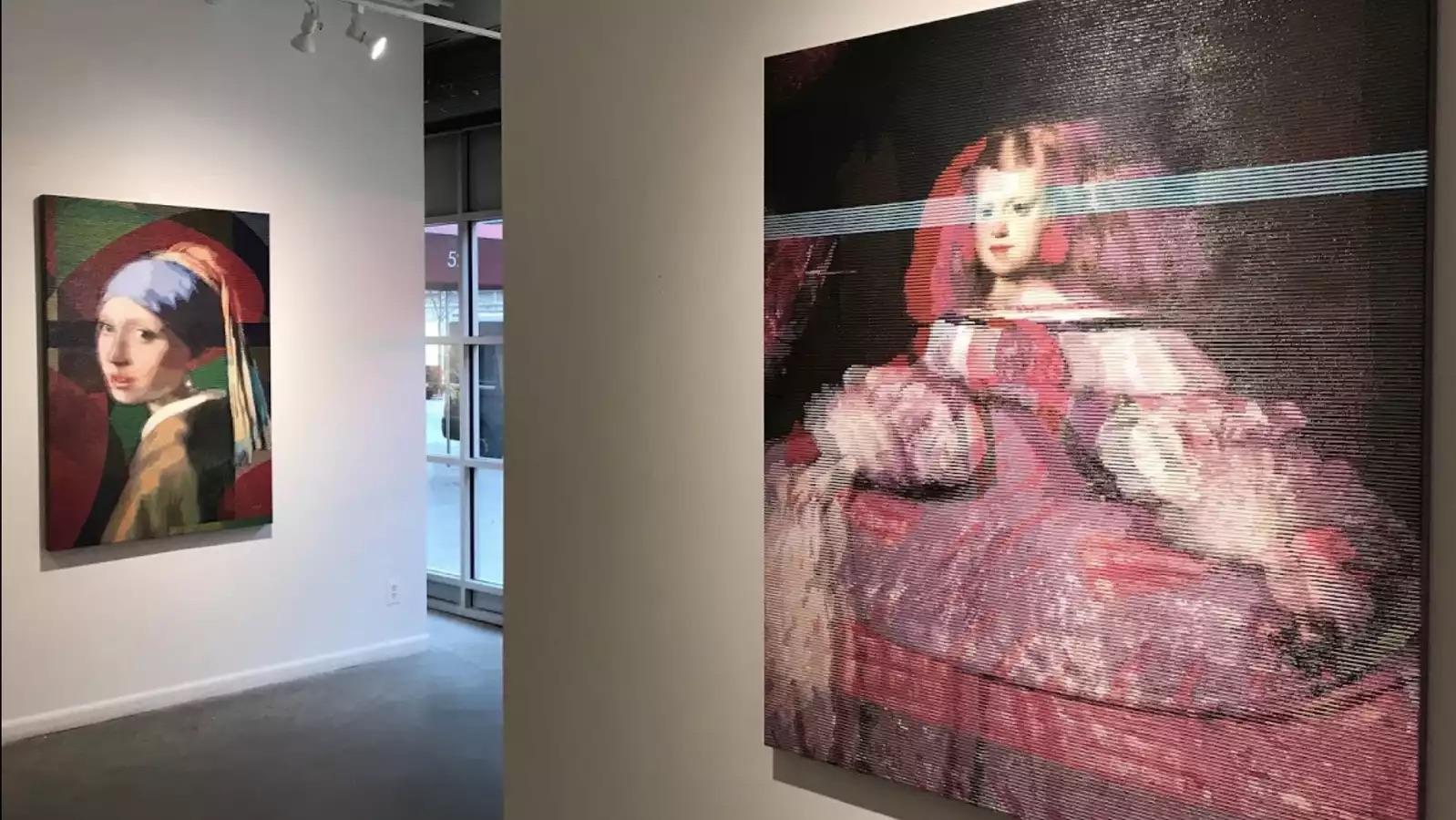 Infanta Margarita Teresa in a Pink Dress - Contemporary Painting by Alea Pinar Du Pre