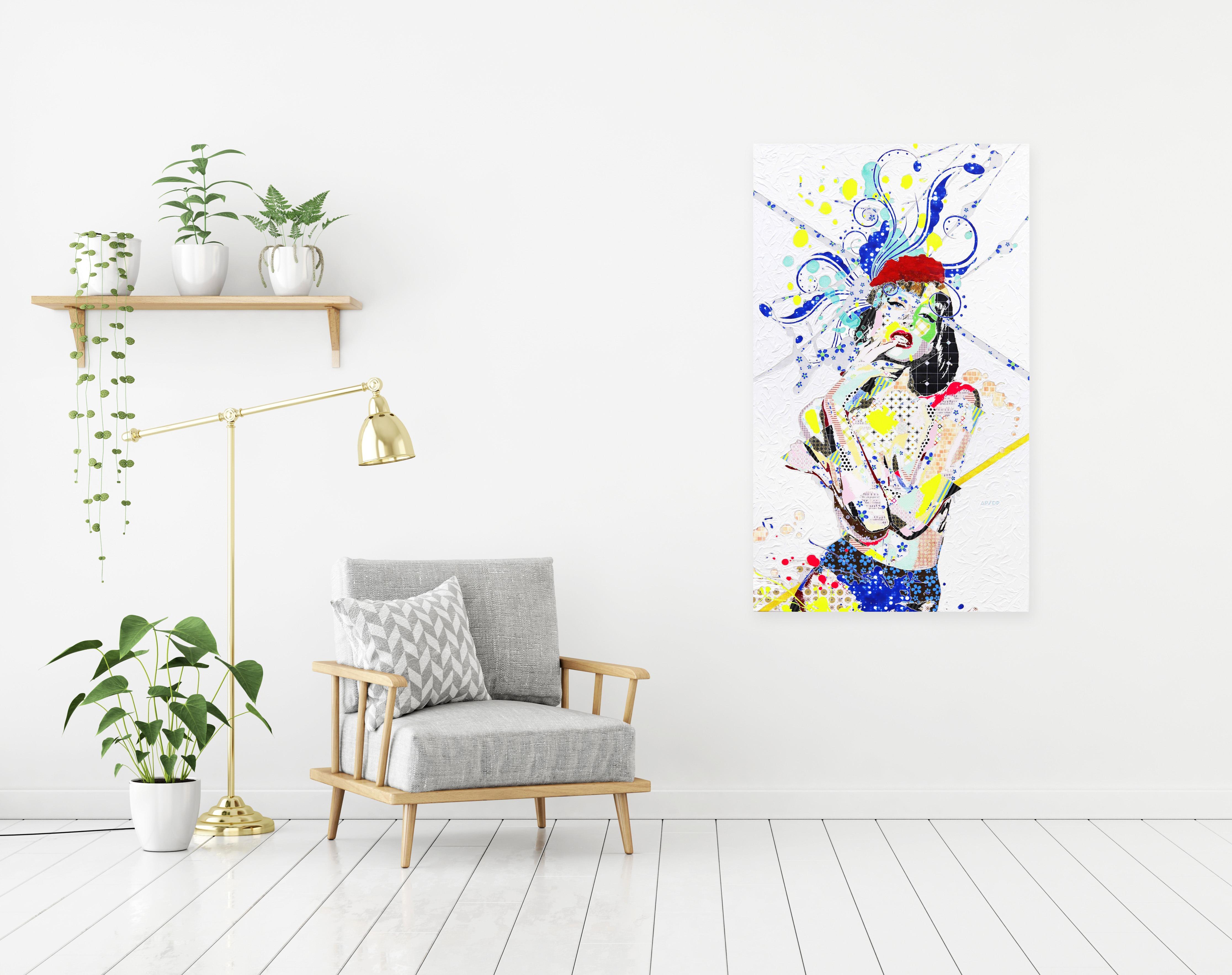Alea Pinar Du Pre's original mixed media artworks portray human figures in a graphic pop-realist style. An enterprising autodidact merging technology and fine art, her vibrant contemporary pop-figurative artworks colorfully explore the territory