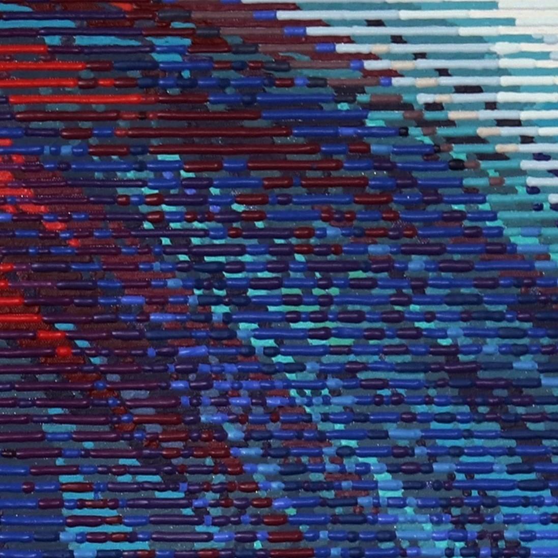 Mila - Textura Gráfica Azul Grande Figurativa Pop Art Mujer Pintura Original en venta 7