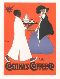 Costina's Coffee - Vintage Advertising Lithograph by A. Terzi - 1900 ca.