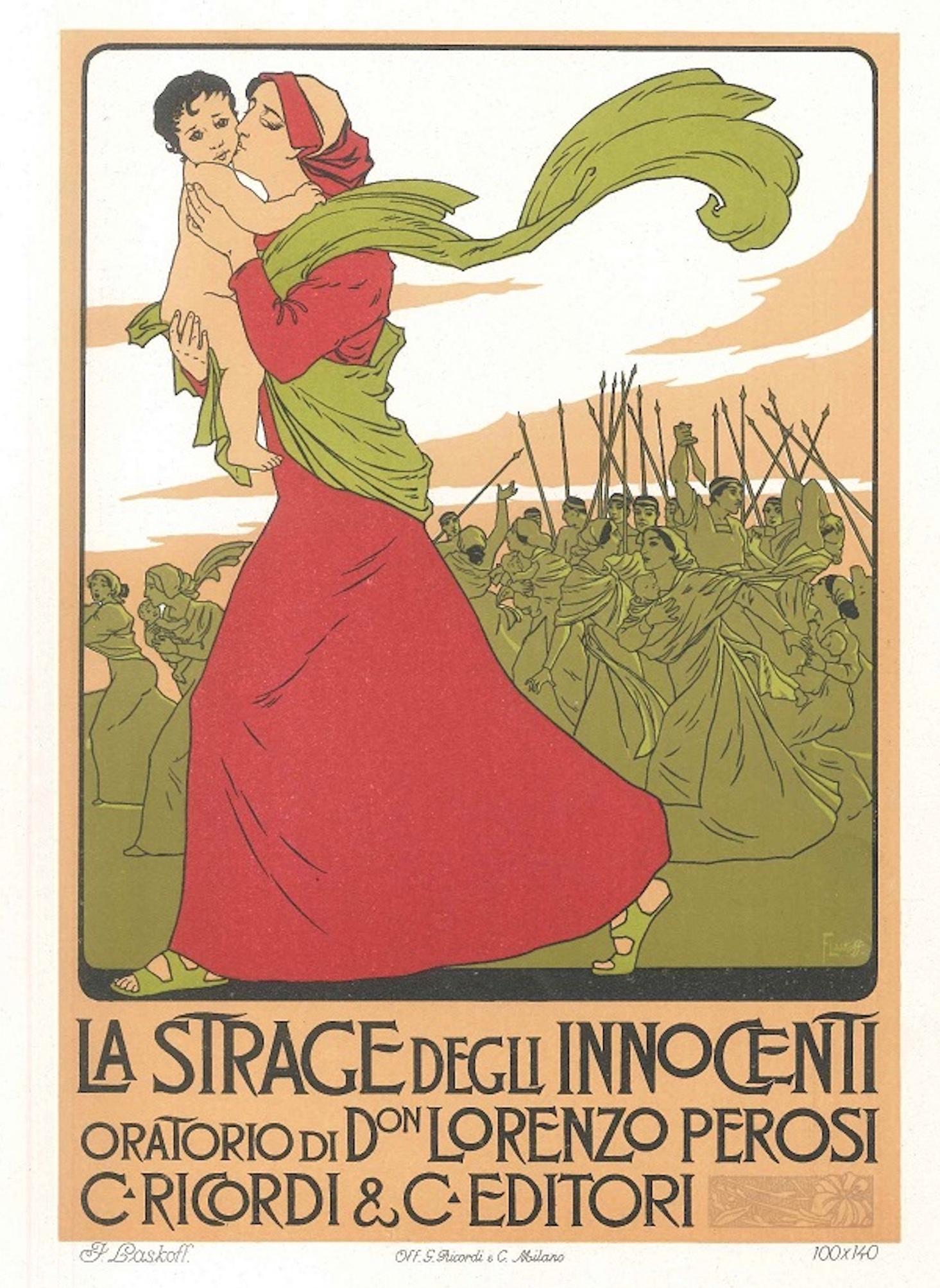 Aleardo Terzi Figurative Print - La Strage degli Innocenti- Advertising Lithograph by A. Terzi - 1900 ca.