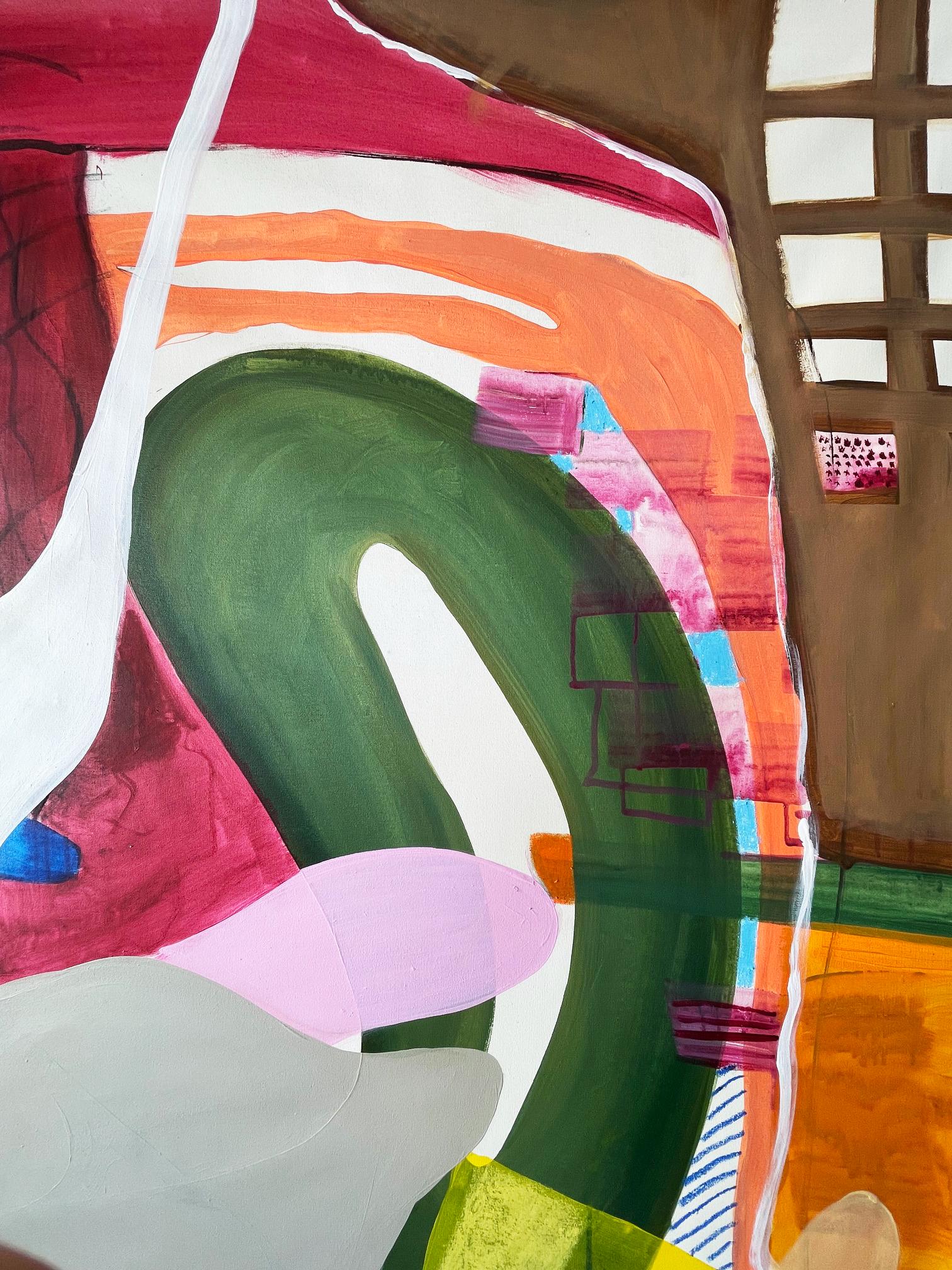 Sincroplastia. Mixed media Abstract painting on Canvas - Beige Abstract Painting by Alec Franco 