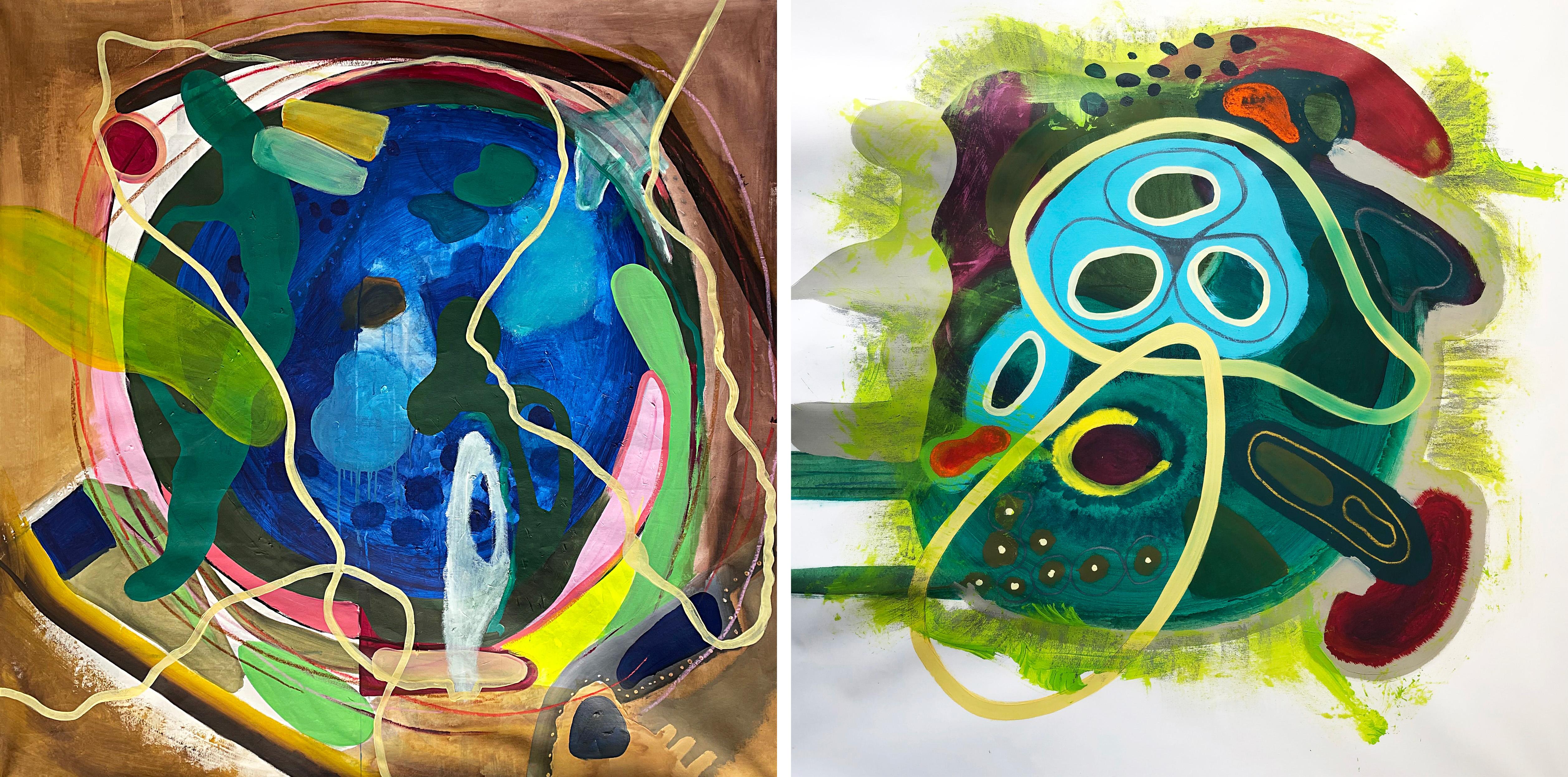 ACOPLE II e Aguas Claras, Dittico. Pittura astratta a tecnica mista su tela - Mixed Media Art di Alec Franco 