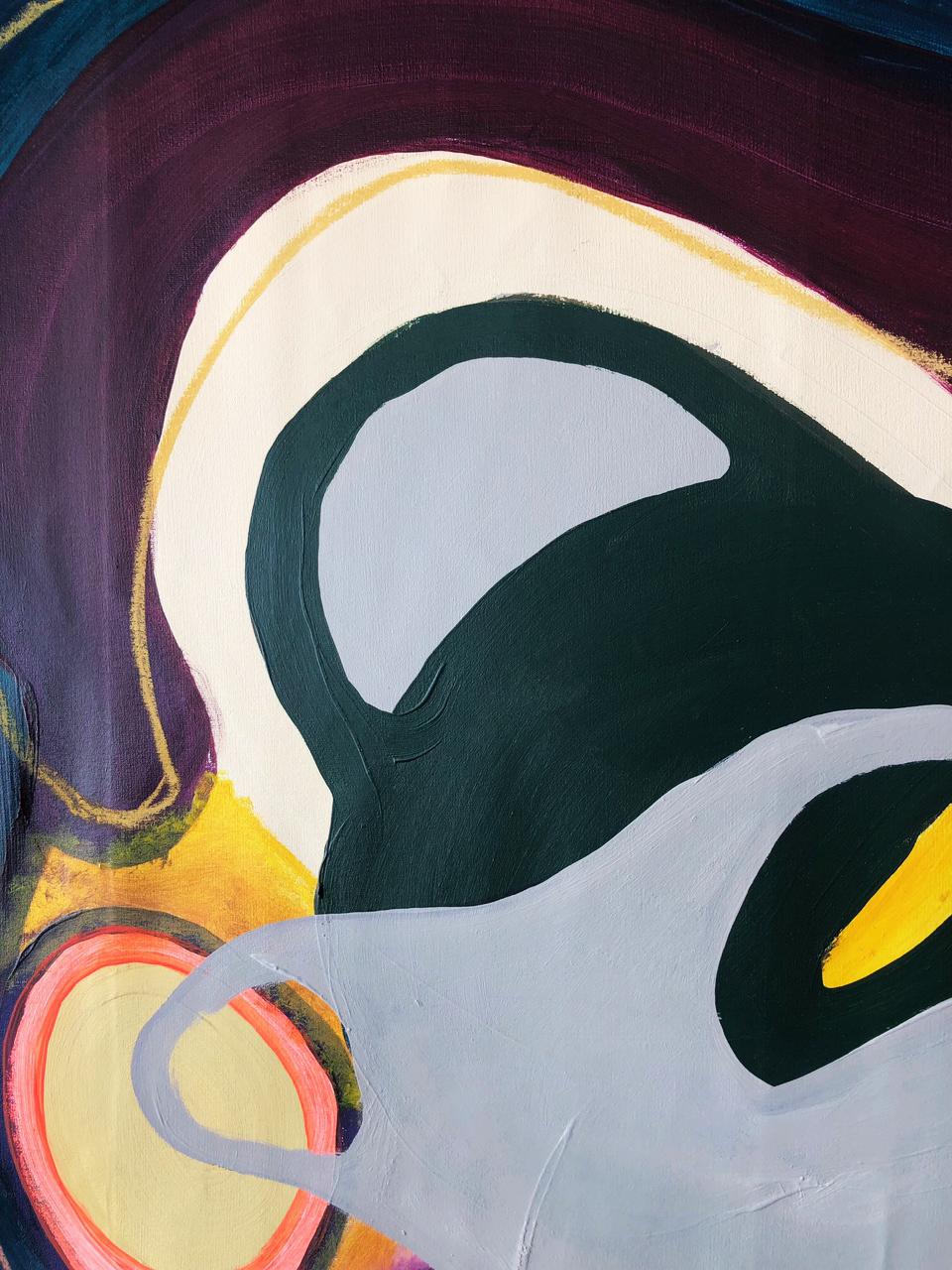 Atomo, Abstraktes Gemälde in Mischtechnik auf Leinwand – Painting von Alec Franco 