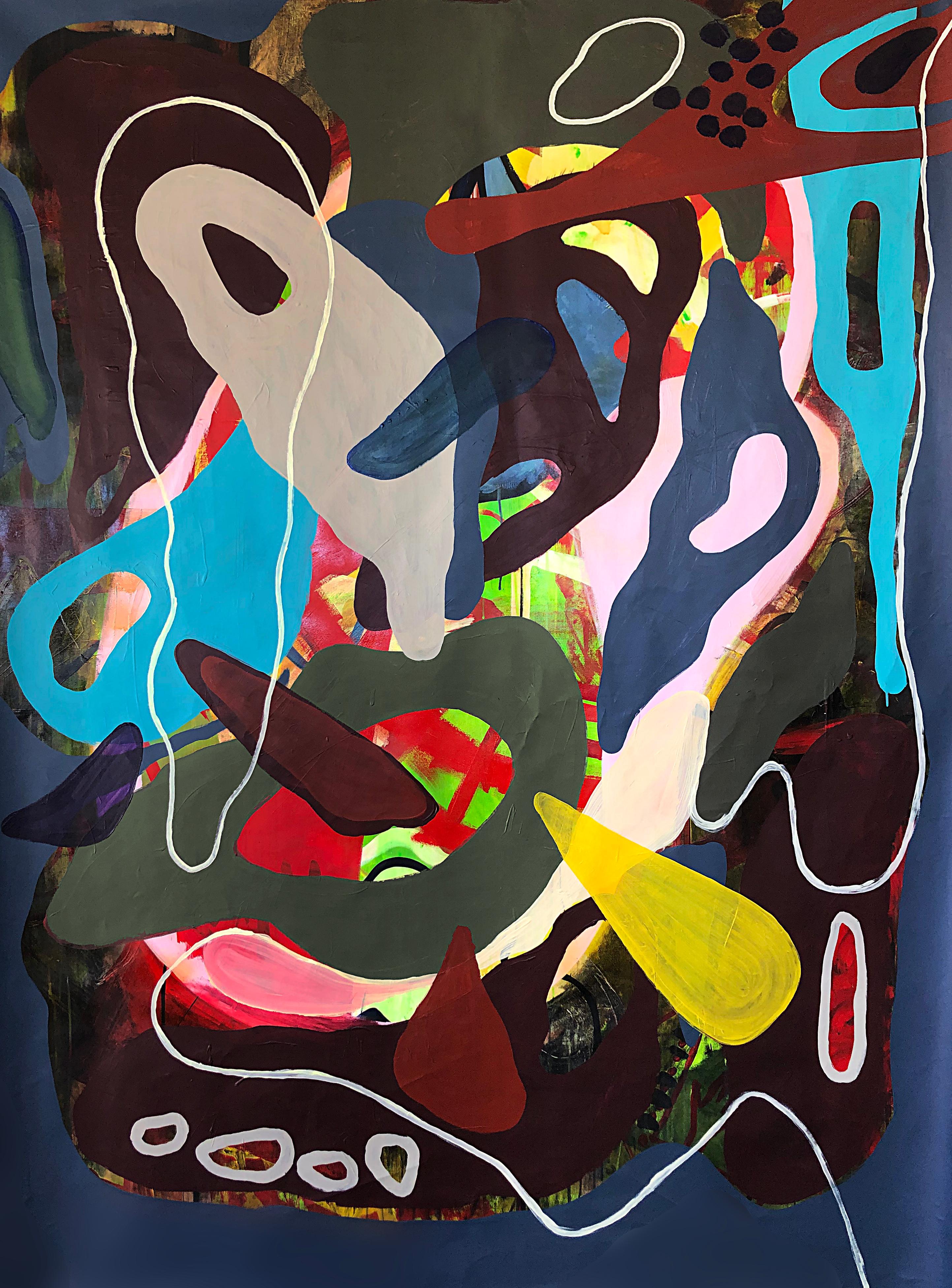 Alec Franco  Still-Life Painting – Biodec. Abstraktes Gemälde in Mischtechnik auf Leinwand