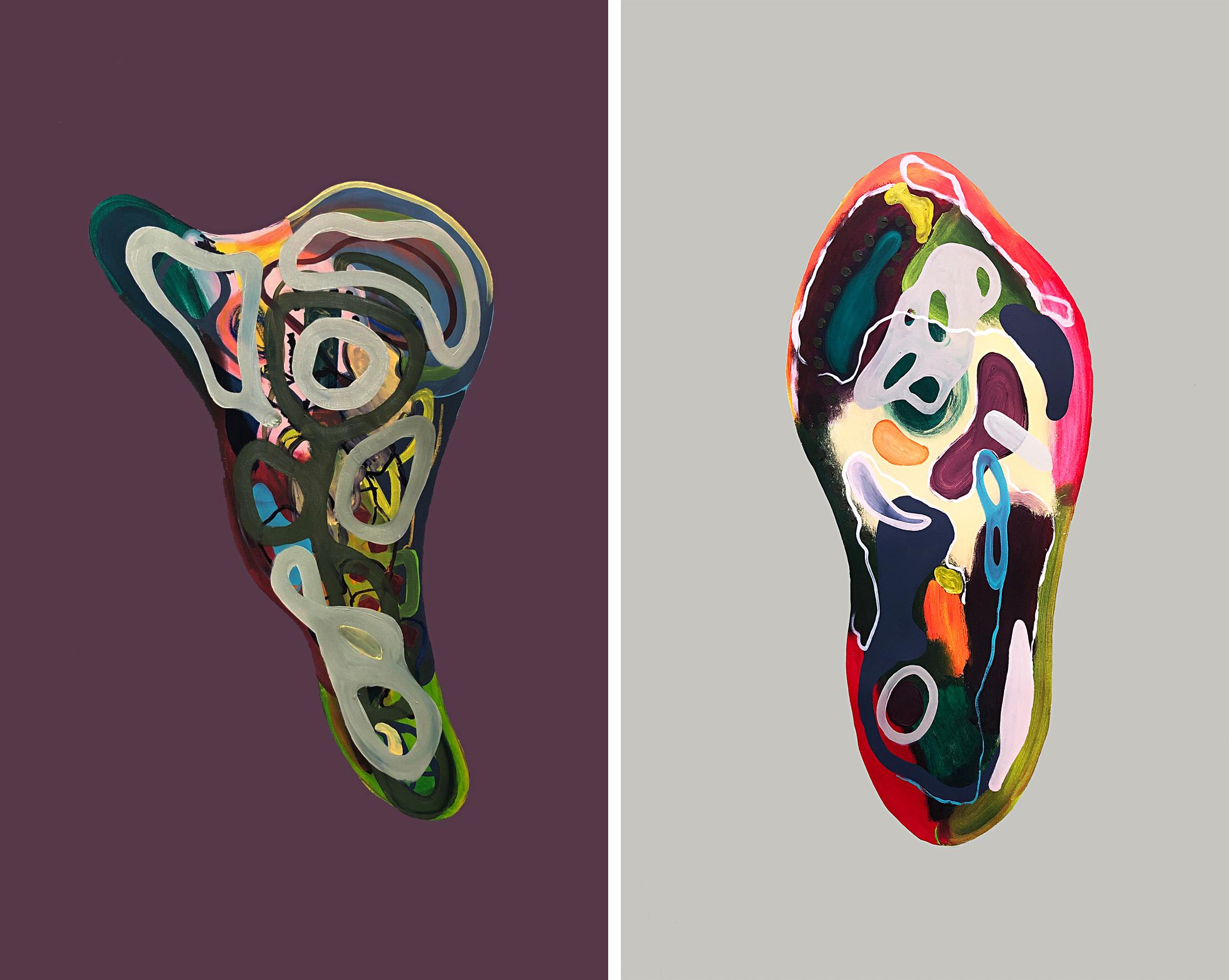 Cápsula #3 e #2, Dittico. Pittura astratta a tecnica mista su tela