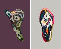 Cápsula nº 3 y nº 2, Díptico. Técnica mixta Pintura abstracta sobre lienzo