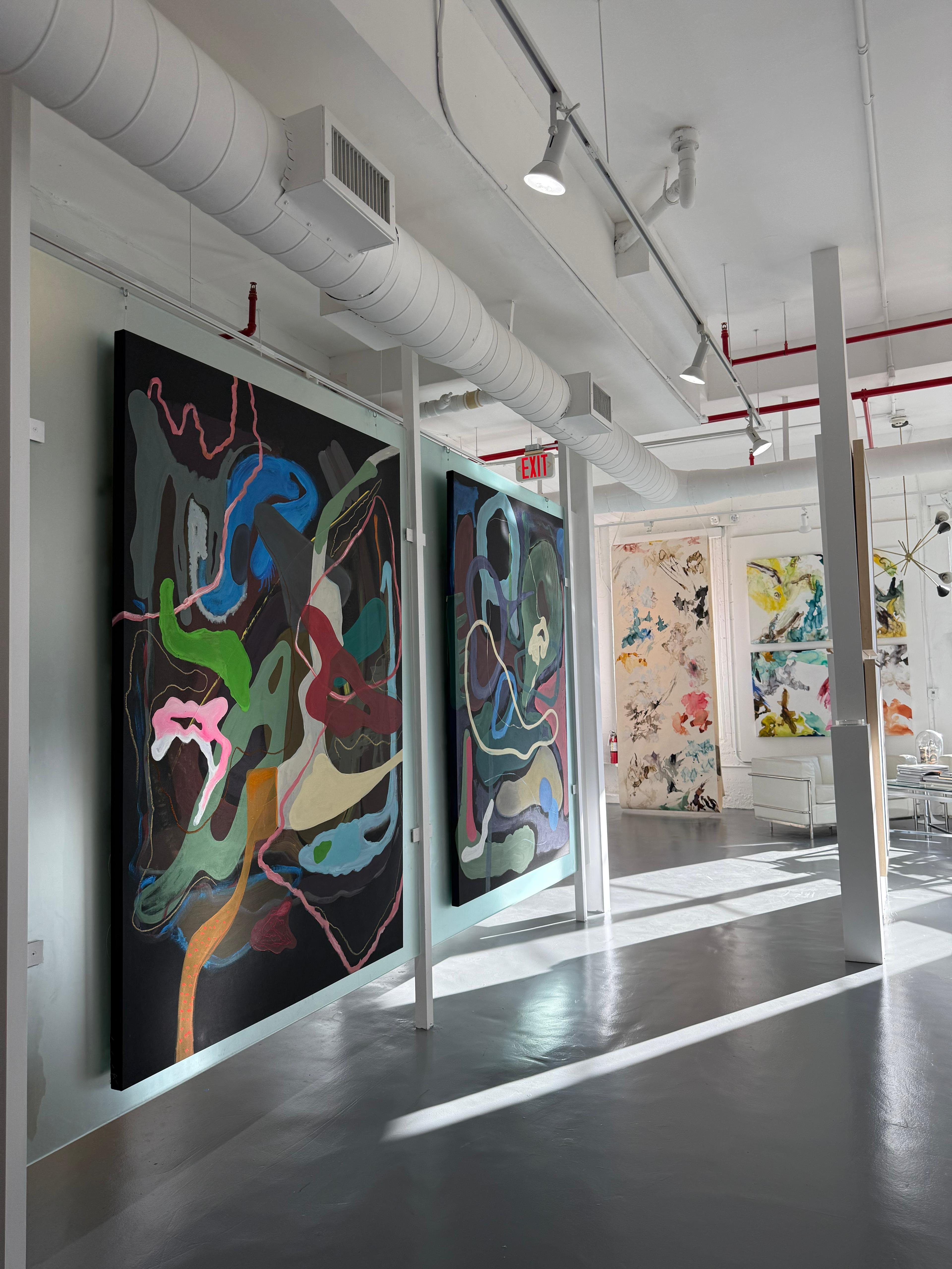Cintra e Frenetic Diptych. Pittura astratta a tecnica mista su tela in vendita 5