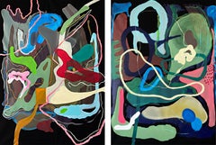 Cintra e Frenetic Diptych. Pittura astratta a tecnica mista su tela