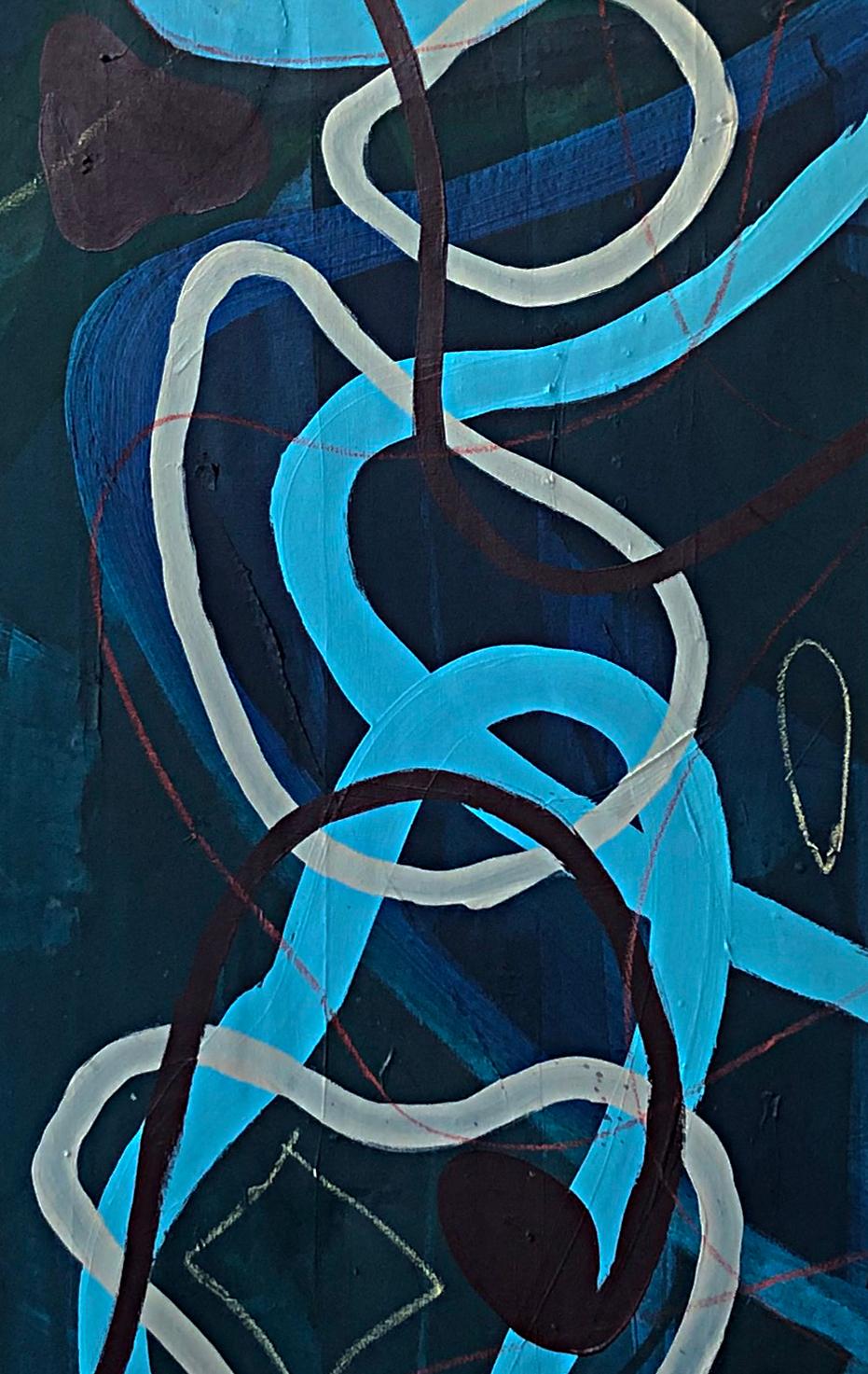 Circuito #16-A, by Alec Franco
From The Series Circuito 
Acrylic, pastel, and asphalt paint on canvas  
Image Size: 185 cm H X 45 cm W
Signed by artist
Mix media on canvas  
2019
_______
The artist's works are based on time and on informal aesthetic