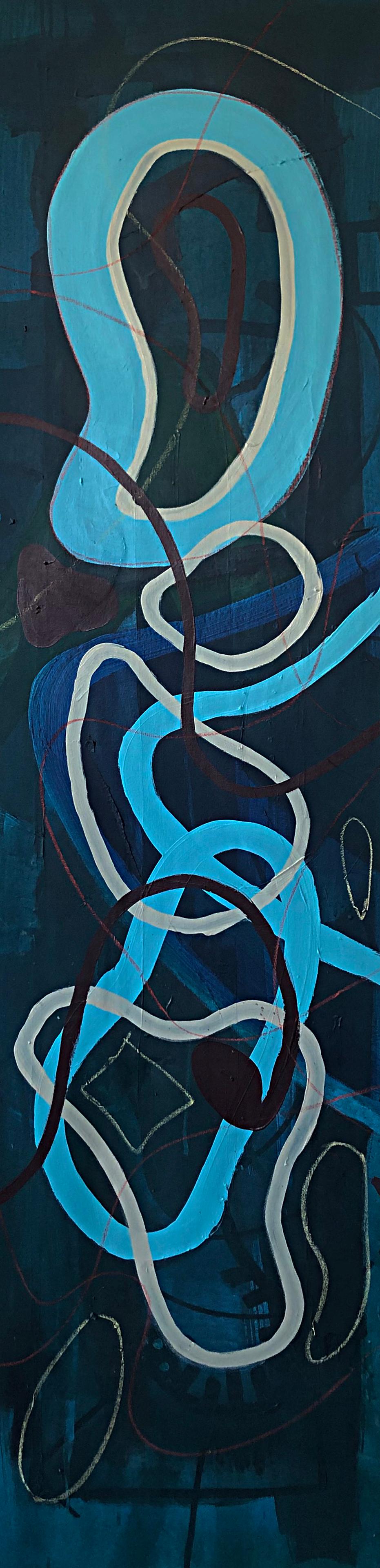 Alec Franco  Still-Life Painting – Circuito #16-A. Abstraktes Gemälde in Mischtechnik auf Leinwand