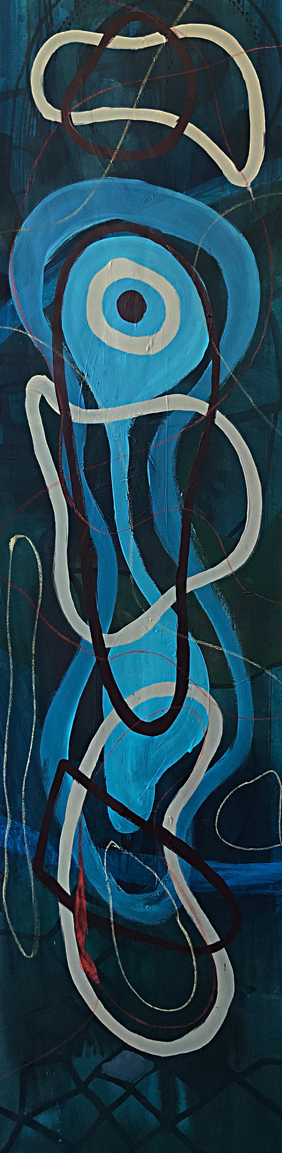 Alec Franco  Abstract Painting – Circuito #16-B. Abstraktes Gemälde in Mischtechnik auf Leinwand