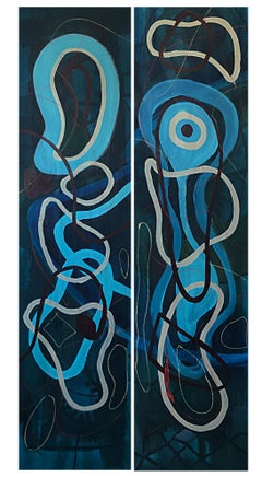 Circuito #16  A- B Diptych. Mixed media Abstract painting on Canvas