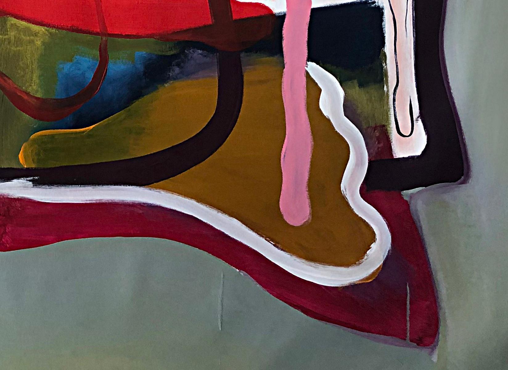 Elastico. Pittura astratta a tecnica mista su tela - Abstract Painting Grigio di Alec Franco 