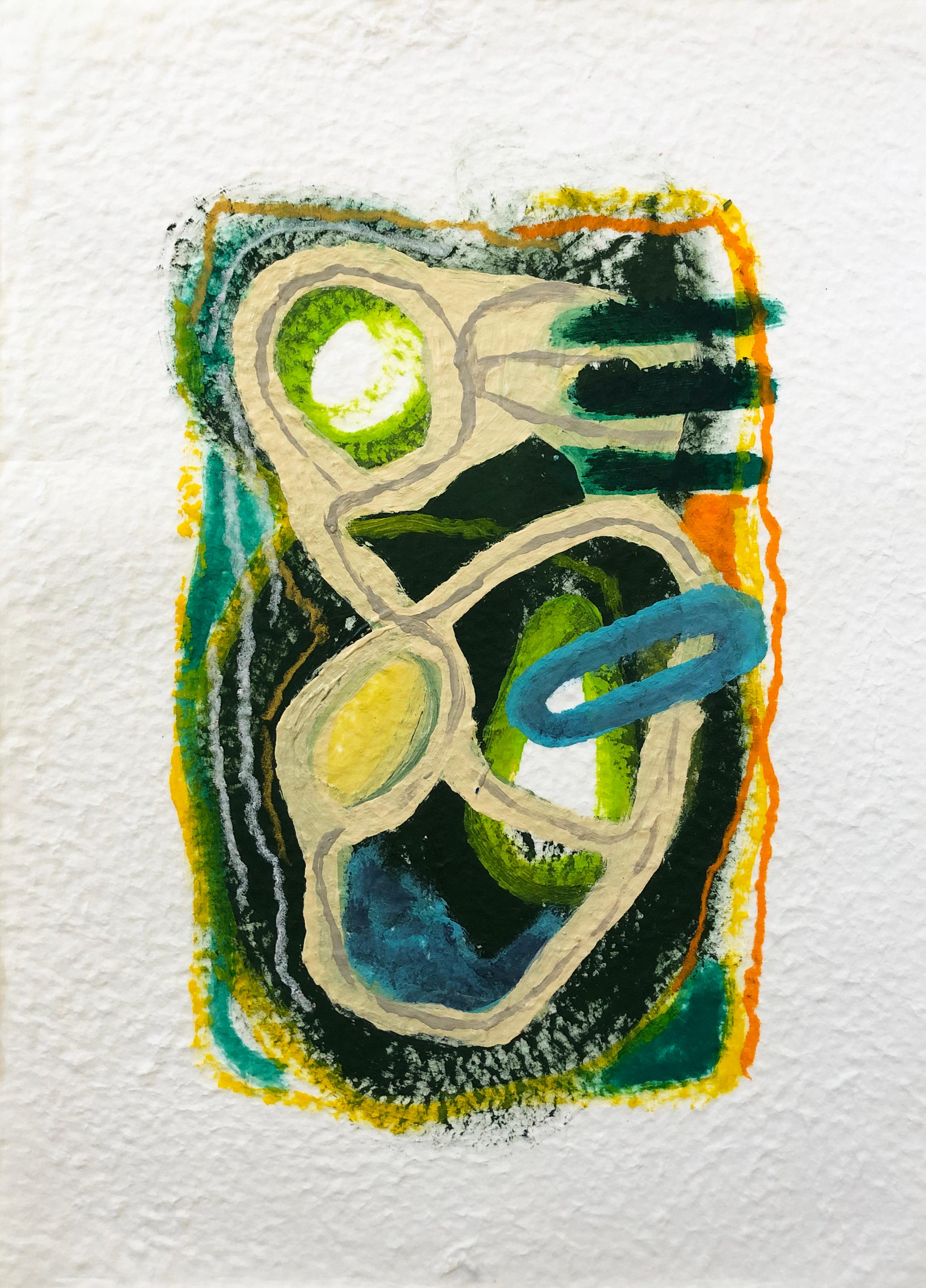 Gen #1, #5 e #4, Trittico. Pittura astratta a tecnica mista su carta in vendita 1