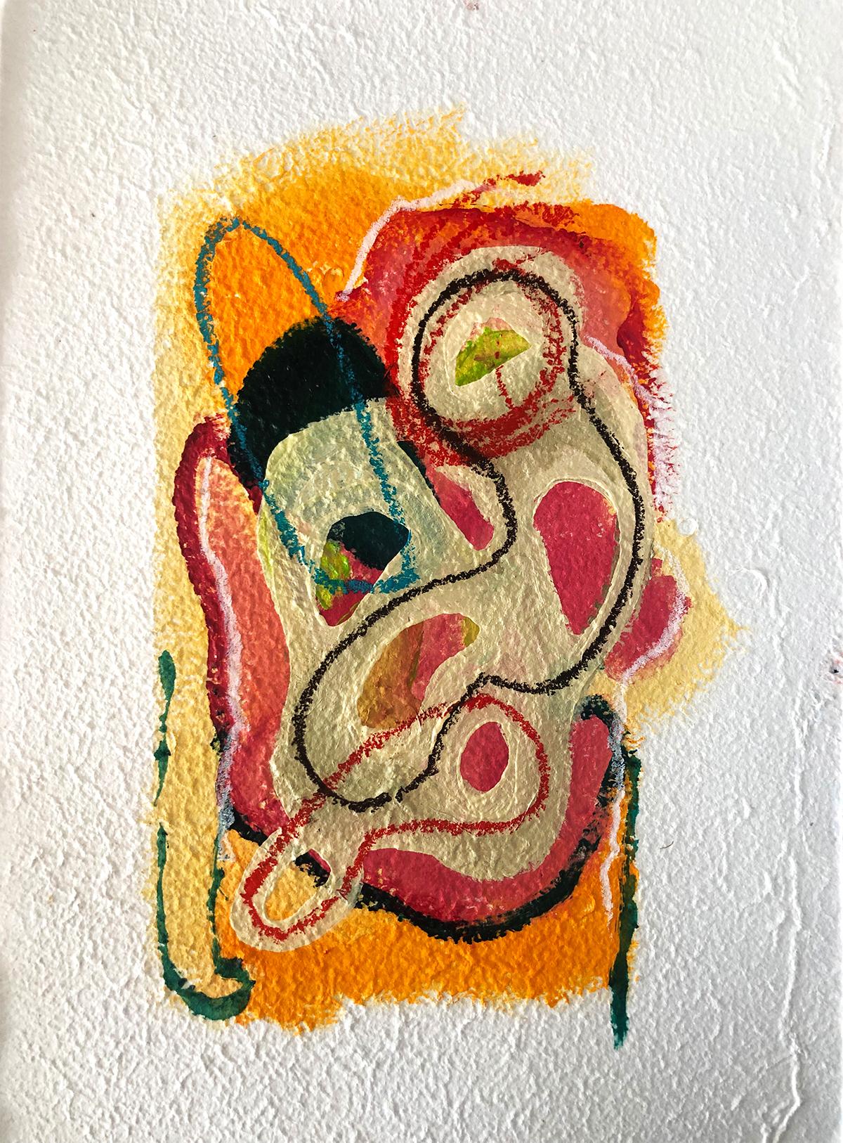 Gen #1. Mixed media Abstract painting on Paper