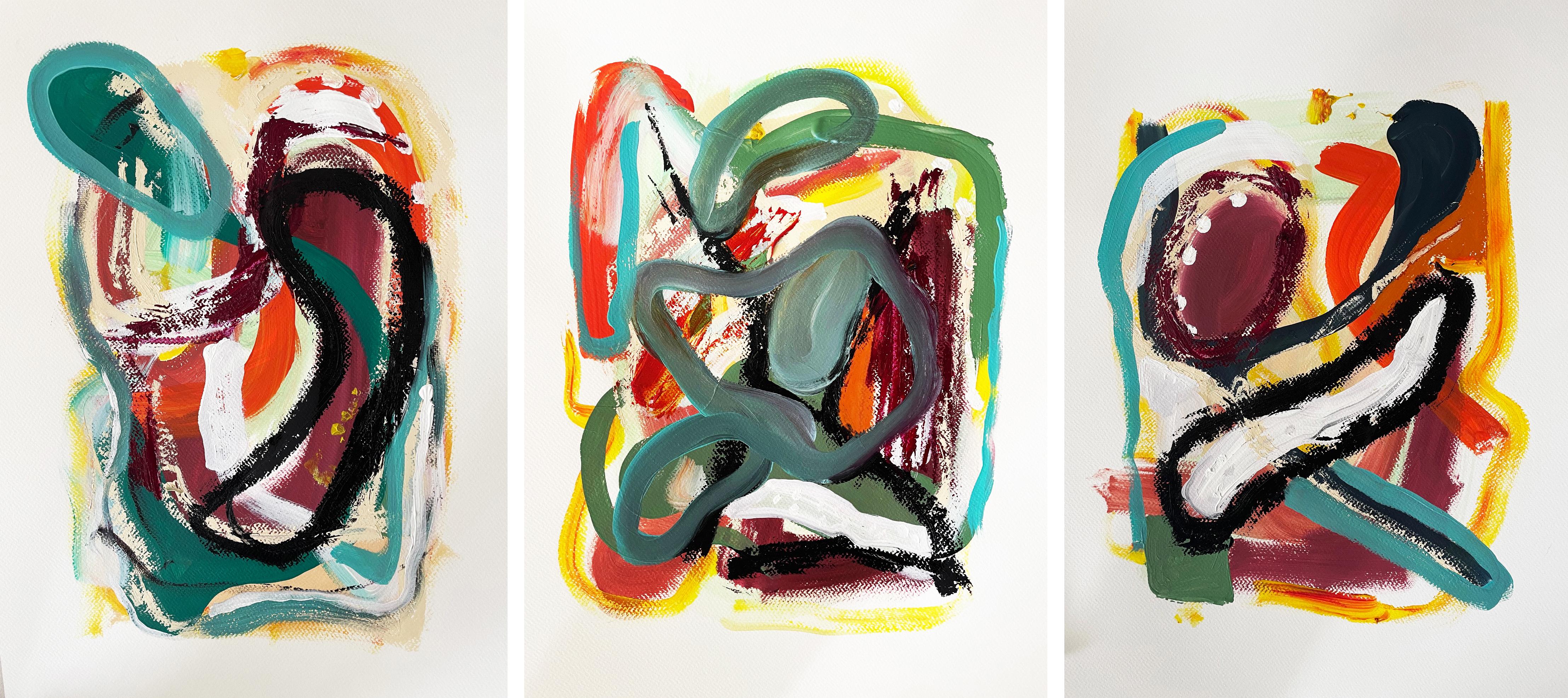 Alec Franco  Abstract Painting - Lab #10, #9 and #8 Paintings. From the Lab series