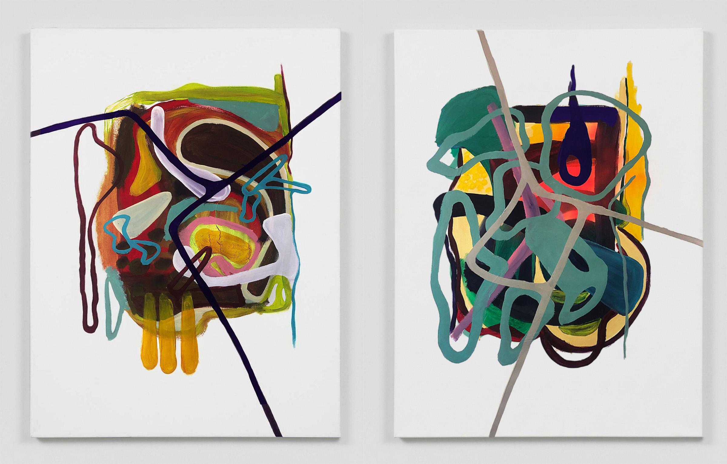 Plastic ADN V and IV, Diptych. Mixed media Abstract painting on a stretcher