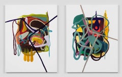 Plastic ADN V and IV, Diptych. Mixed media Abstract painting on a stretcher