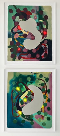 Séptico I y II, Díptico. Técnica mixta Pintura abstracta sobre lienzo