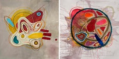 Sincro e Senza titolo, dittico. Pittura astratta a tecnica mista su tela
