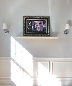 Le Chien de les Frigos - photo lenticulaire, graffiti en rose, rouge, blanc, bleu, noir