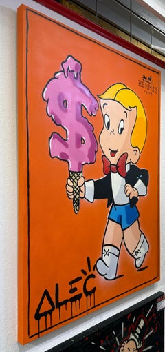 Hermes Edition: Ice Cream Richie $, Unique Painting on Canvas, Signed, 48x36 in.