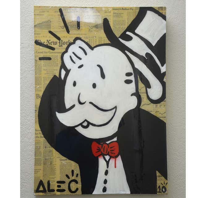 Alec Monopoly Original Alec Monopoly Acrylic "Confused" Painting With