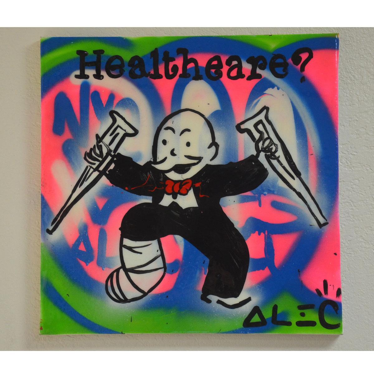 Künstler - Alec Monopoly 
Stückname des Stücks - „HEALTHCARE“ 
Material – Acryl :: Sprühfarbe auf Leinwand:: lackiert mit Harz 
Die Größe des Bildes: 24 x 17::5 cm 
Zustand – Original 1 von 1 
Inklusive - Gemälde und Echtheitszertifikat der Avant