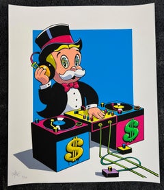 Alec Monopoly DJ Monopz (Variante bleue) 2026 Sérigraphie signée à la main COA