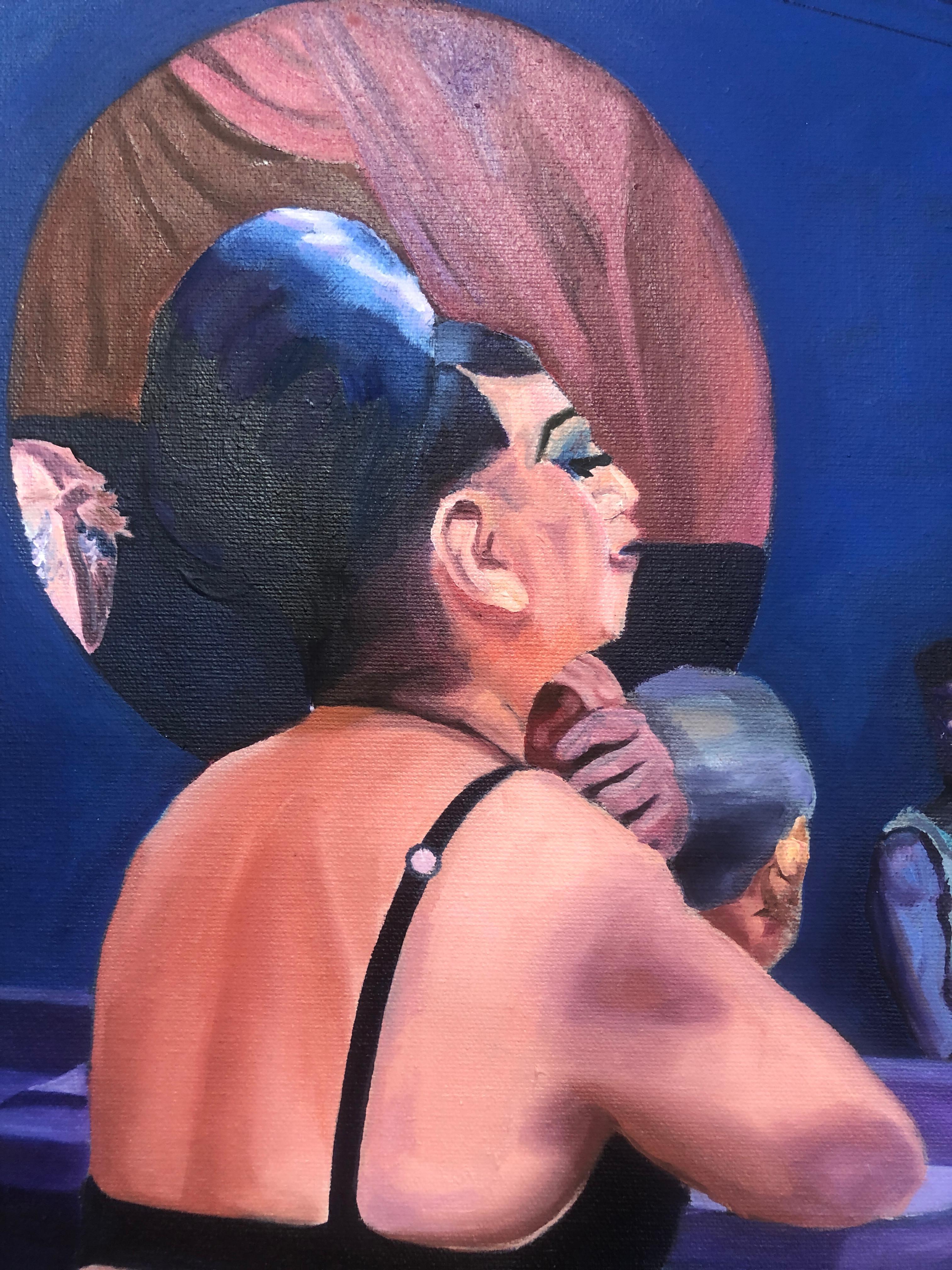Key West Queens, figurative zeitgenössische Kunst, die eine Nachtclub-Lounge-Party darstellt – Painting von Alec Waxman