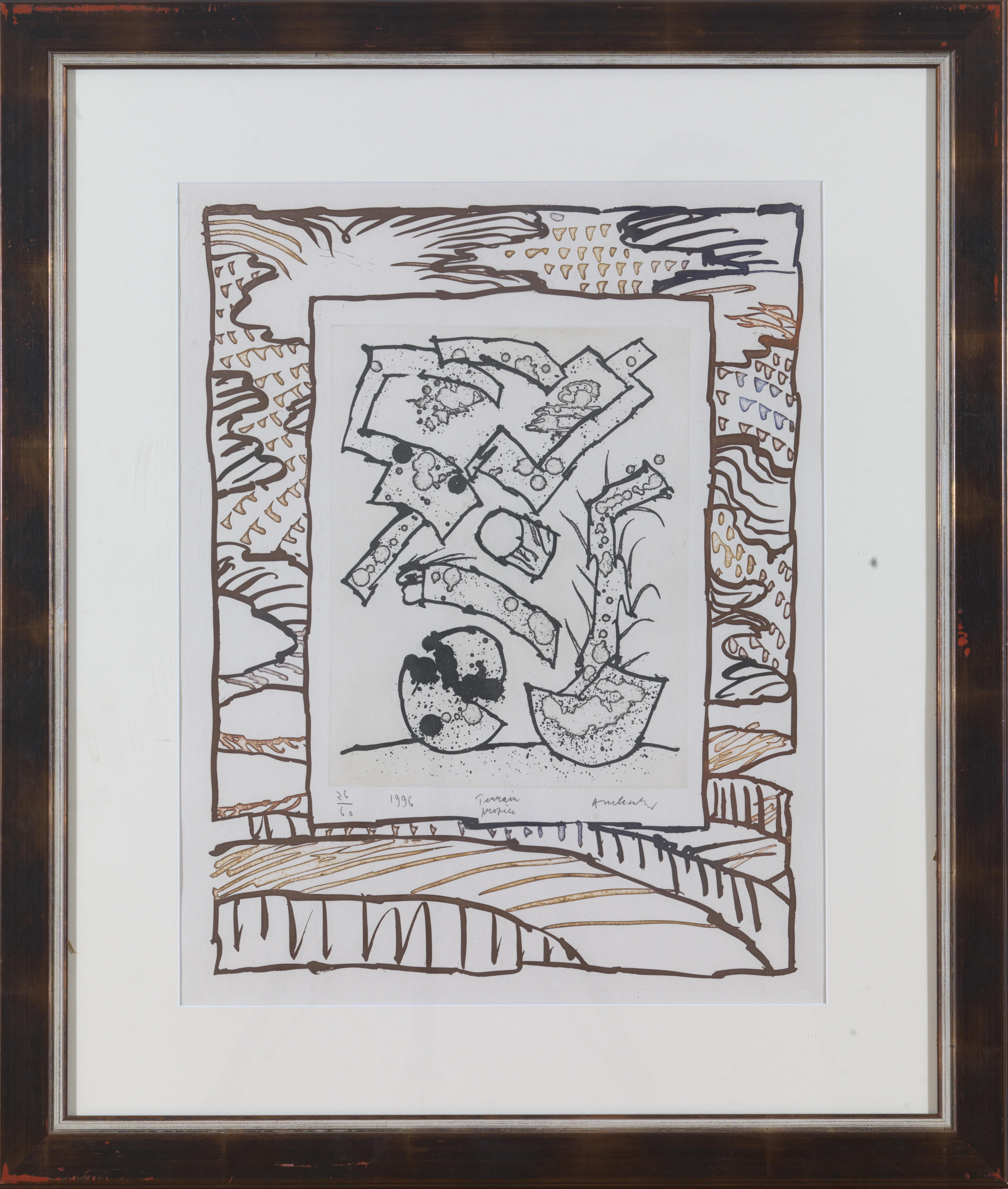 Other Alechinsky Pierre, Terrain Propre, Lithography, Framed, Signed and Dated For Sale