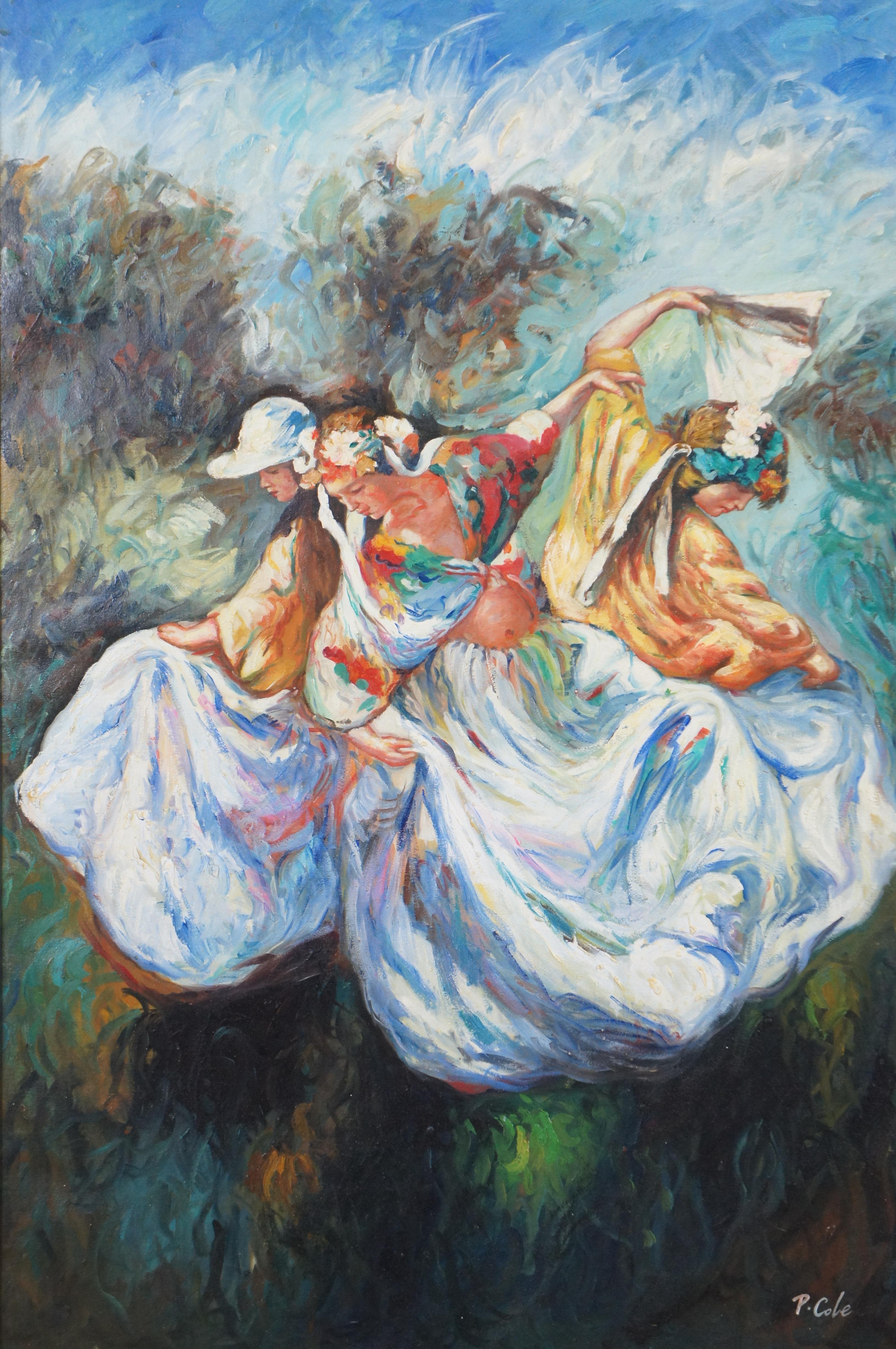 Impressionistisches Ölgemälde „Frauen tanzend“ nach Jose Royo, Alegoria de la Danza (20. Jahrhundert)