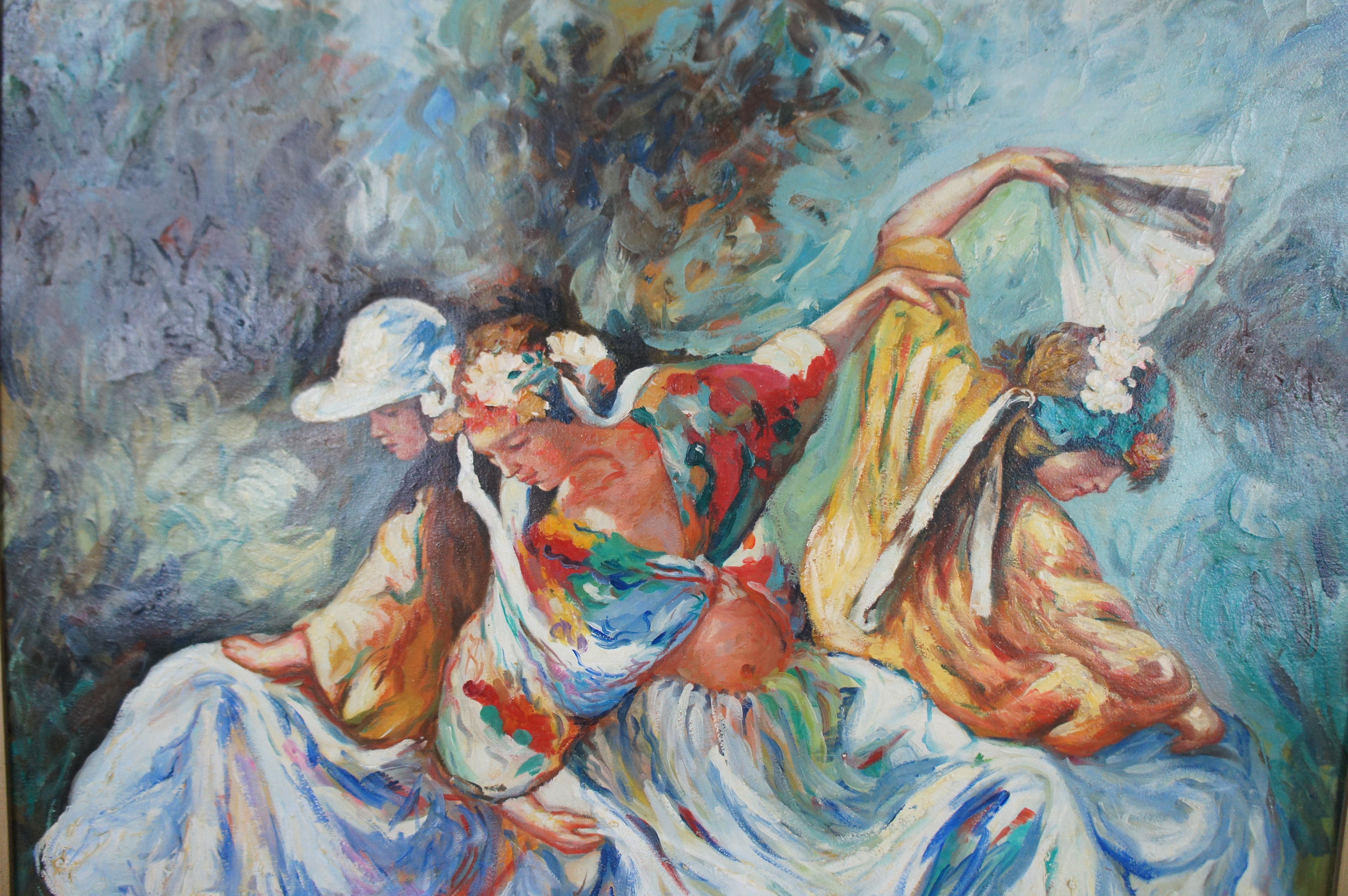 Impressionistisches Ölgemälde „Frauen tanzend“ nach Jose Royo, Alegoria de la Danza 1