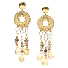 ALEGRIA 18K Yellow Gold Earrings with Citrines & Tourmalines