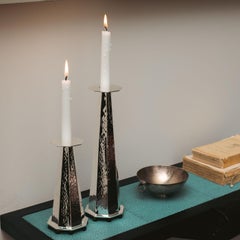 Alegria Low Silver Brass Candleholder