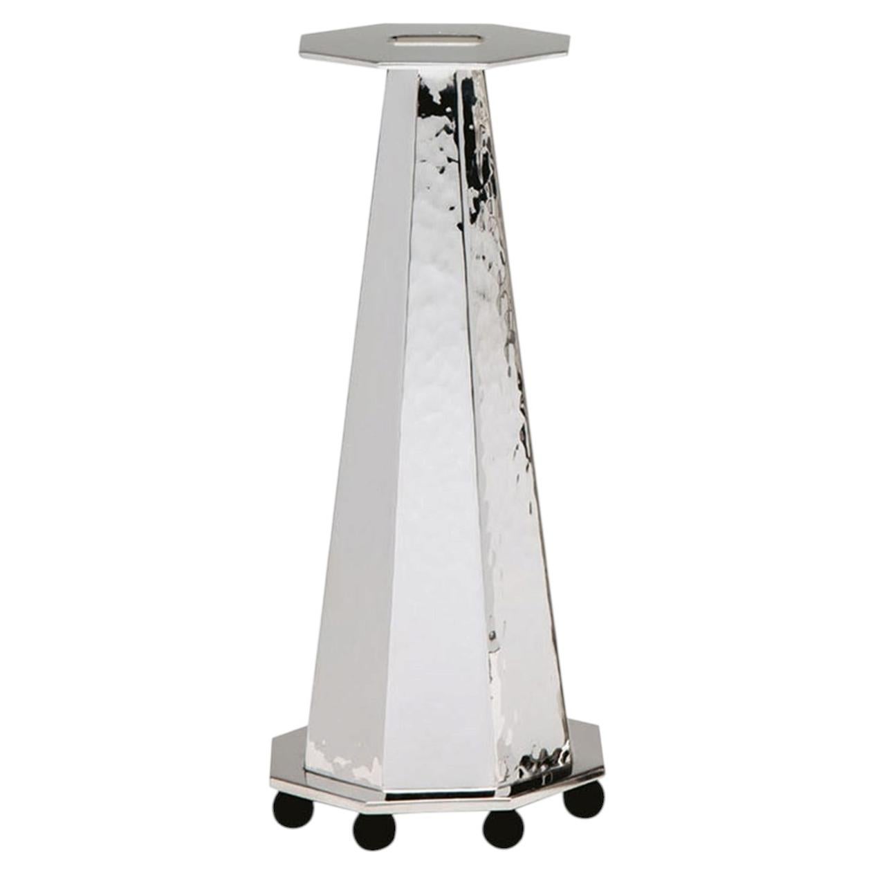 Alegria Low Silver Brass Candleholder For Sale