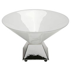 Centre de table « Alegria » en laiton argenté avec bol en verre opalin blanc