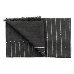 Alei Black & Grey Queen Size Handloom Bedspread / Coverlet in Stripes Pattern