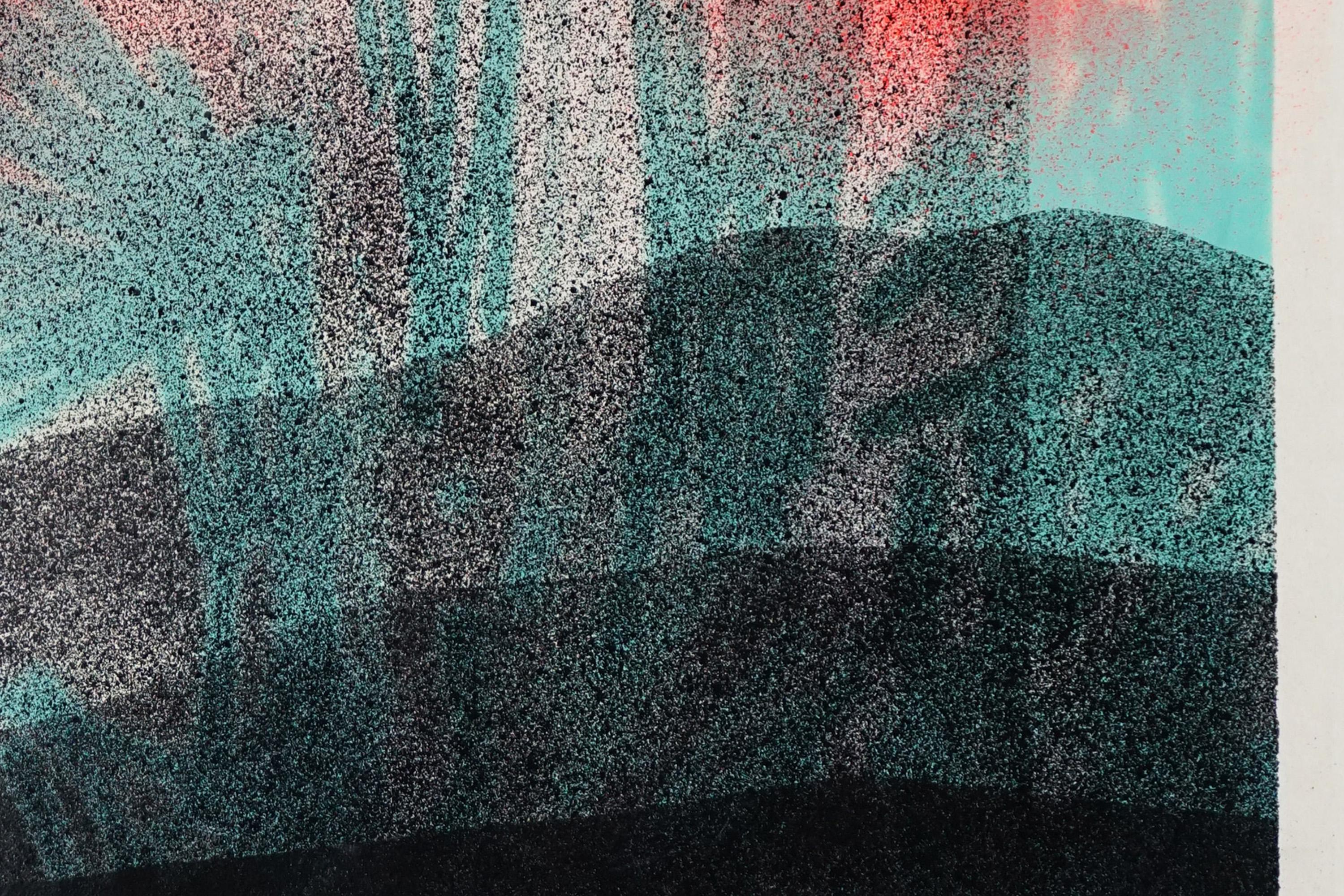 Found Space, Abstract Expressionist Landscape, Orange Lava, Green Leaves Lights For Sale 2