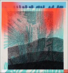 Found Space, Abstract Expressionist Landscape, Orange Lava, Green Leaves Lights
