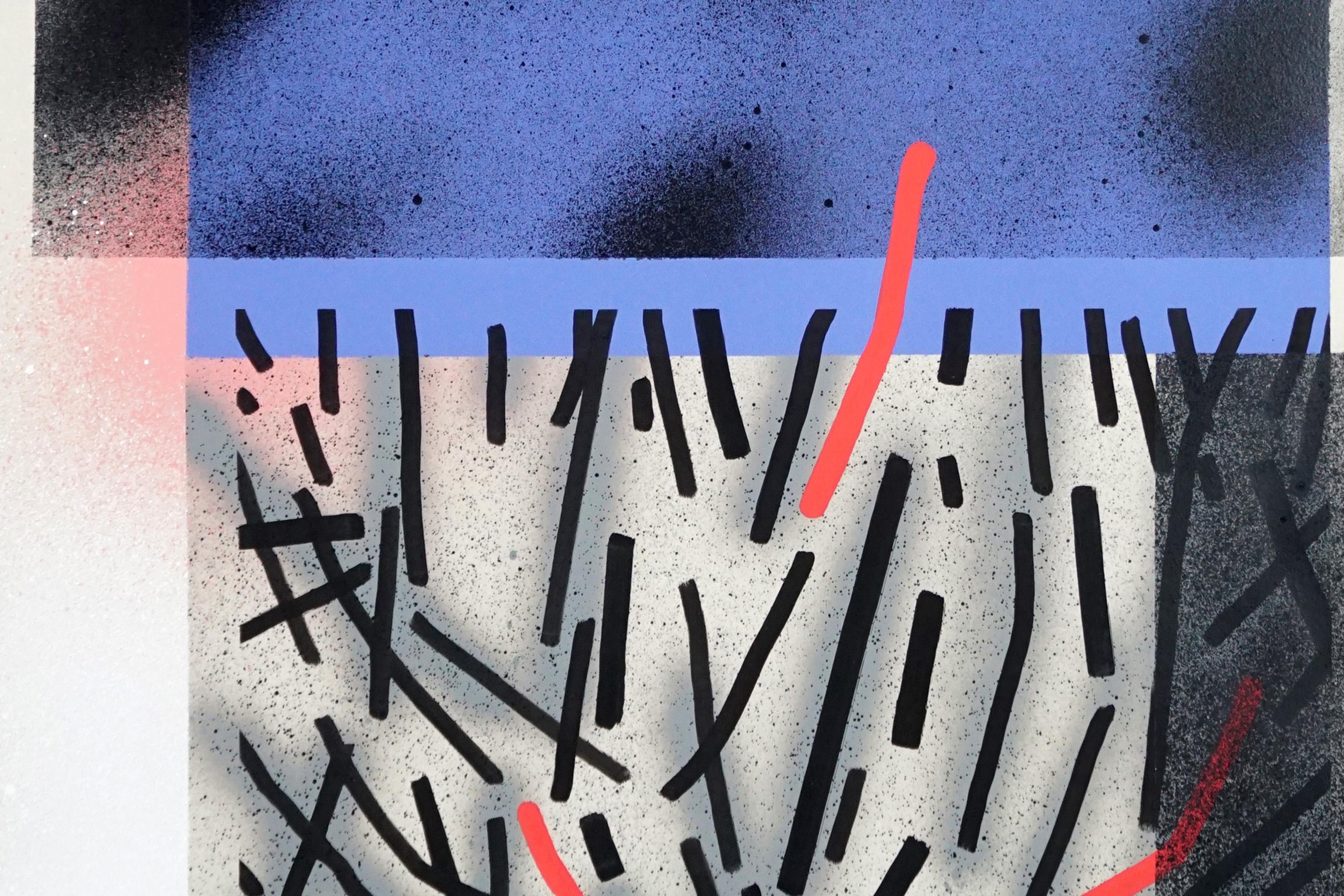 Goya Disorders II, Dark Urban Style Painting on Papyrus, Brush Gestures Graffiti For Sale 4