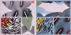 Used Goya Disorders, Pastel Tones Diptych, Black Gestures, Urban Forms, PinkGeometric